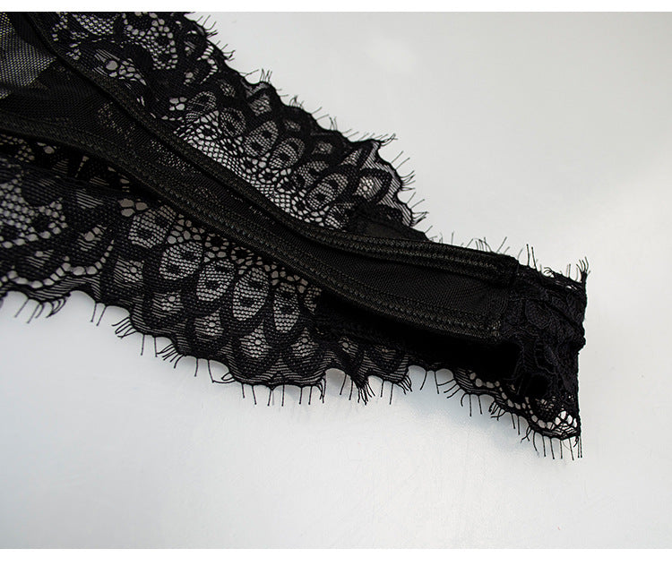 Open-Back Lace Trim Sexy Two-Piece Set