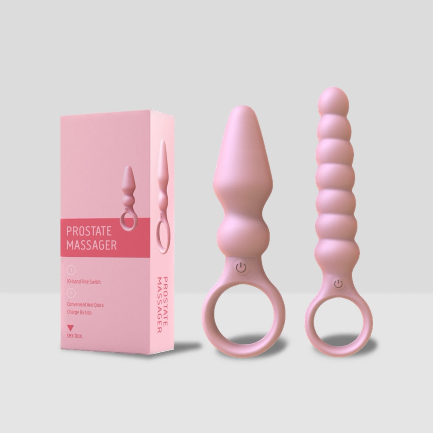 Vibrating Buttplugs Set With Pull Ring and Ribbings