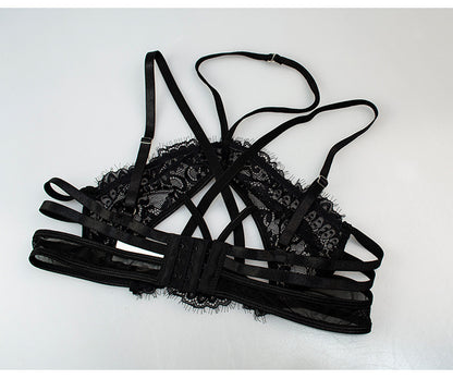 Open-Back Lace Trim Sexy Two-Piece Set